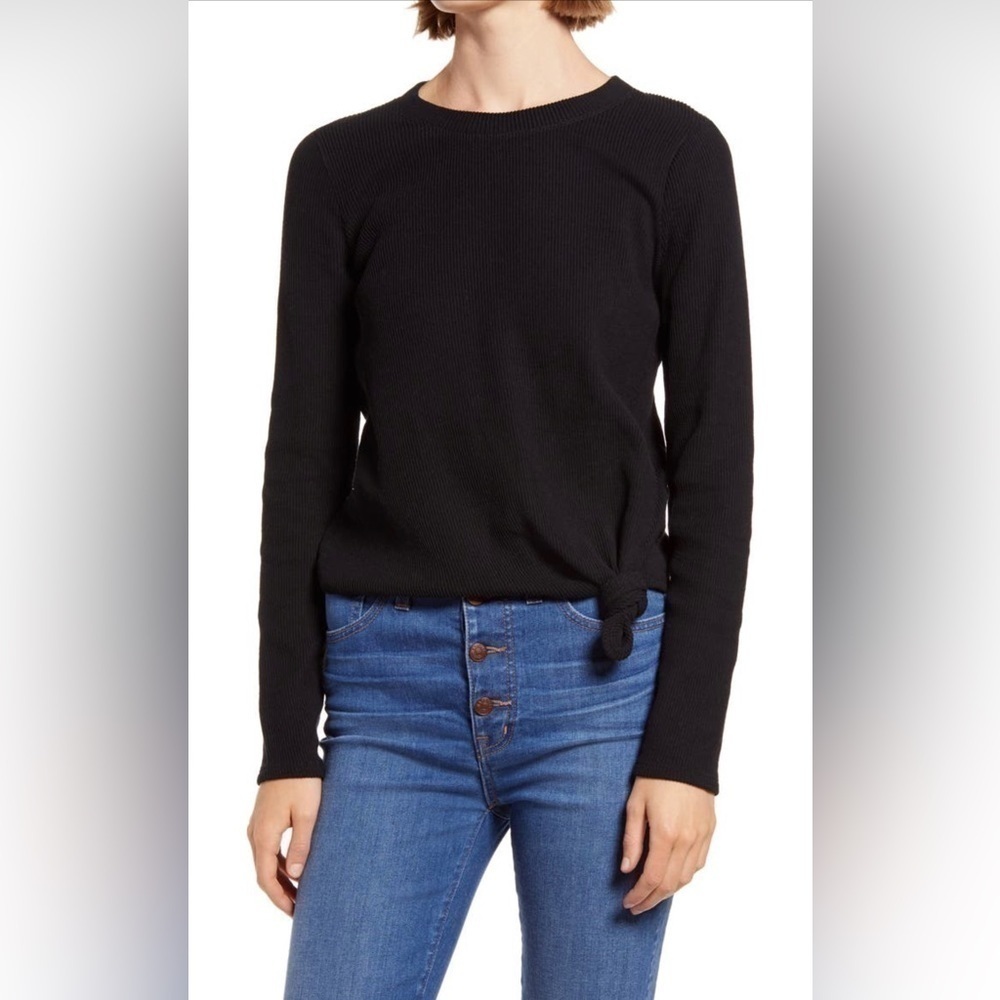 Nwt Madewell Longsleeve Ribbed Black Cotton Blend Top Small